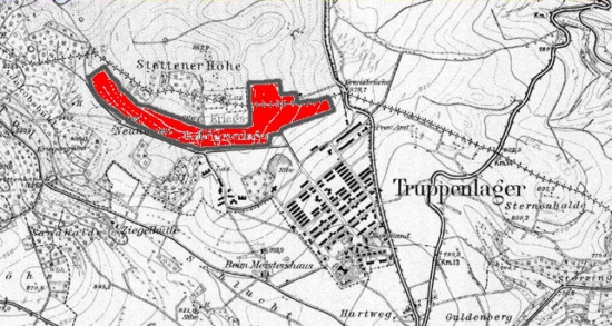 Carte montrant l'emplacement du camp de prisonniers en 1918